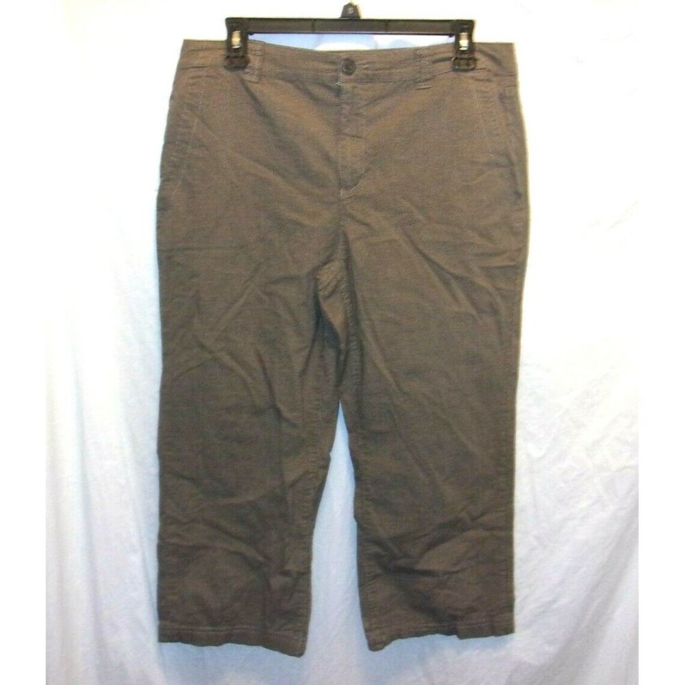 Coldwater Creek Natural Fit Brown Striped Textured Capri Pants Size 12